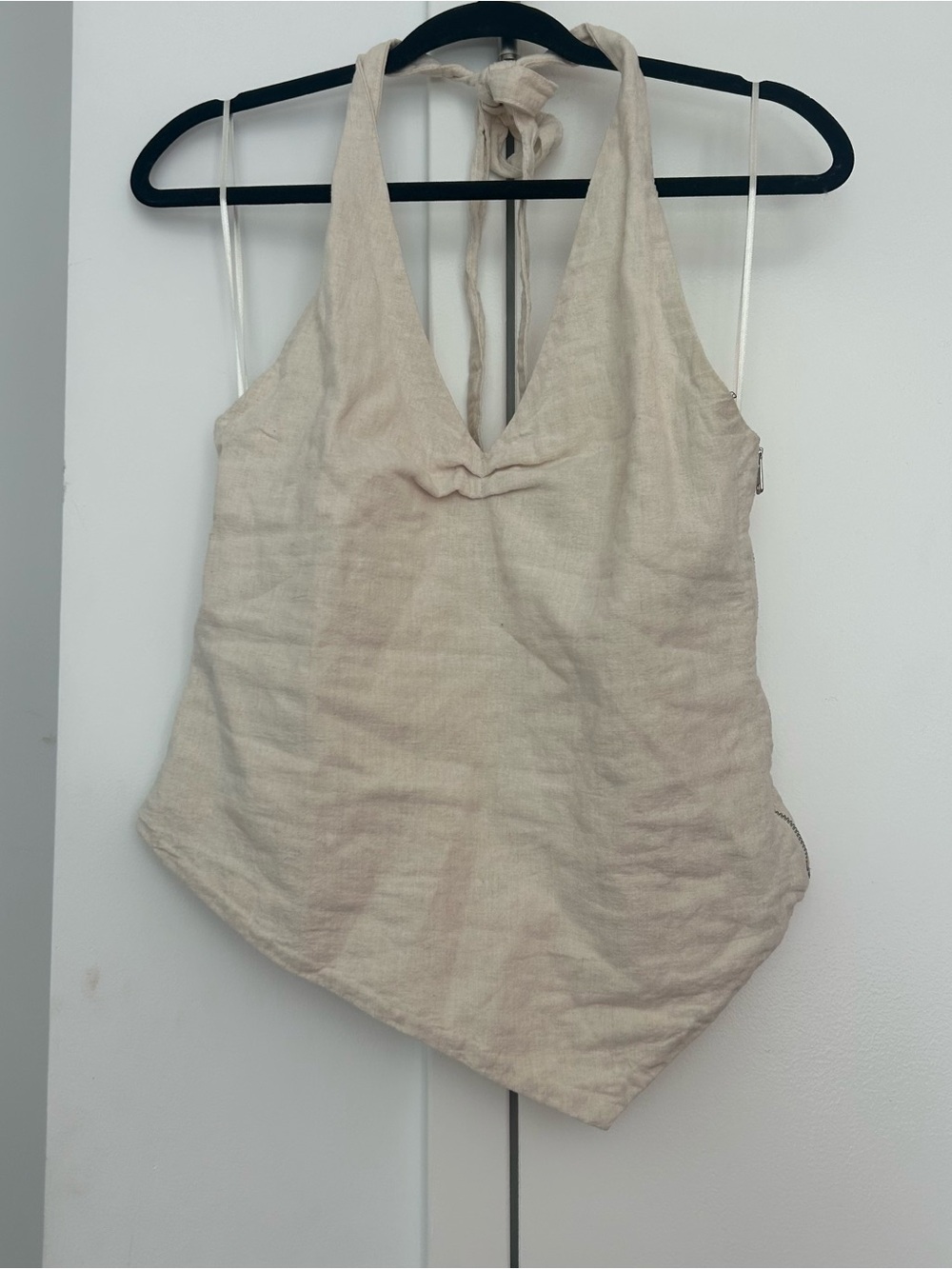Zara Cream Halter V-Neck Tie-Back Camisole